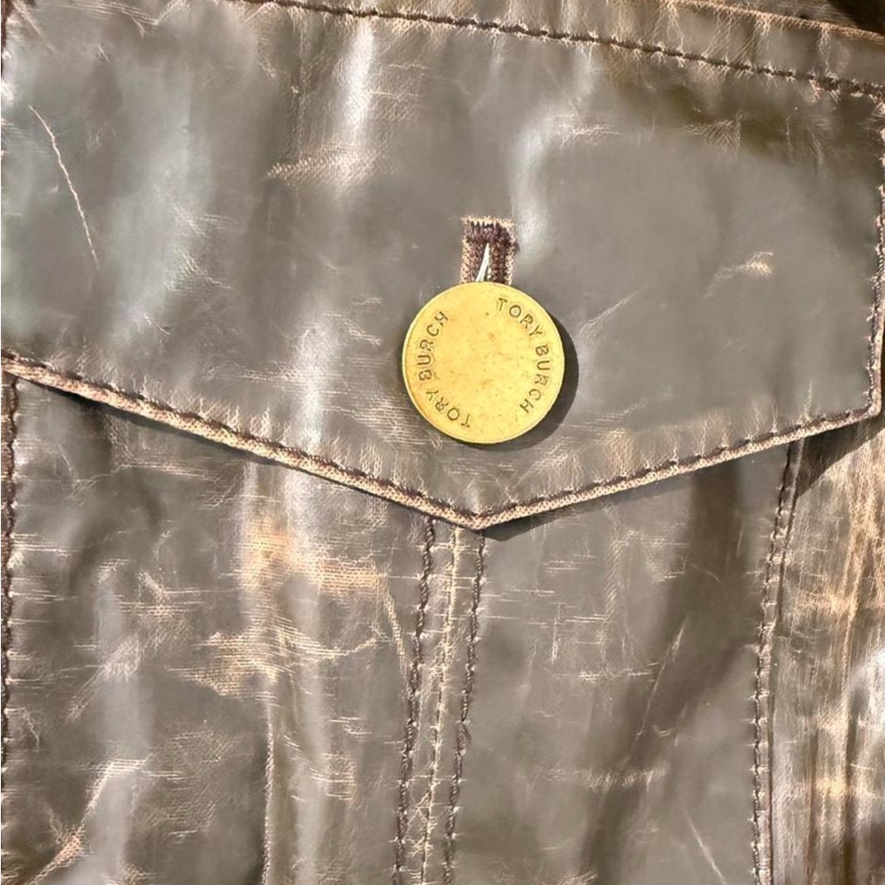 Tory Burch 'Sacher' Brown Distressed Jacket - Picture 4 of 6